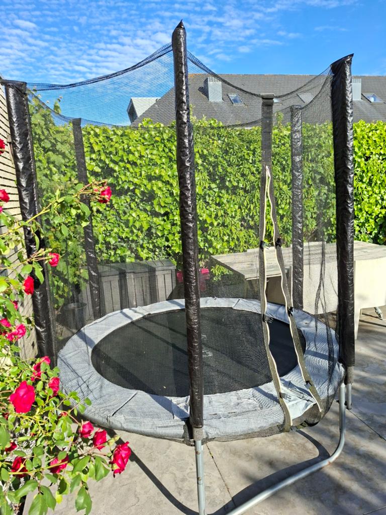 Trampoline 180 incl veiligheidsnet grijs, Ophalen, Gebruikt
