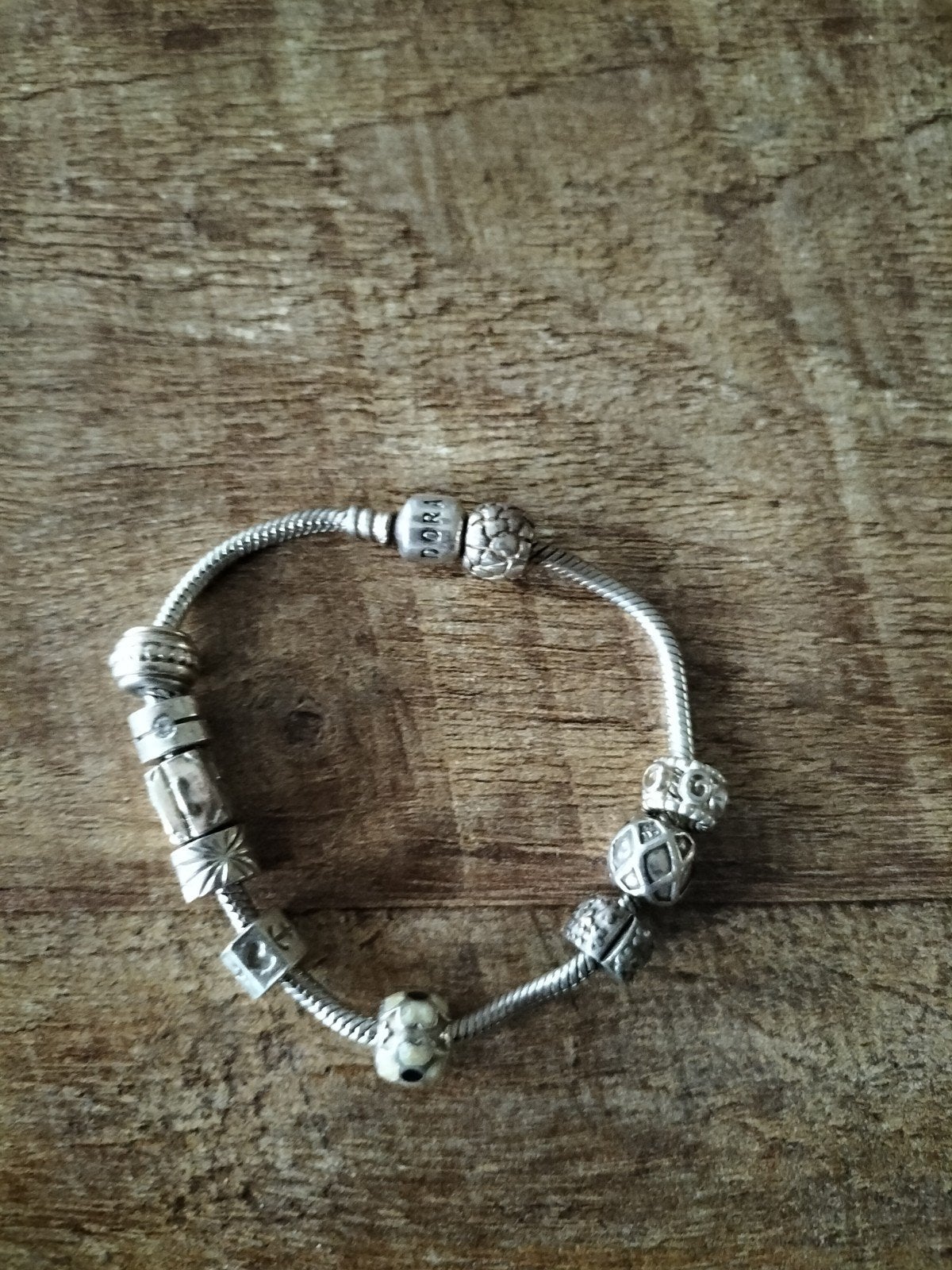Pandora zilveren armband met bedels, Sieraden, Tassen en Uiterlijk, Armbanden, Gebruikt, Ophalen of Verzenden, Met bedels of kralen