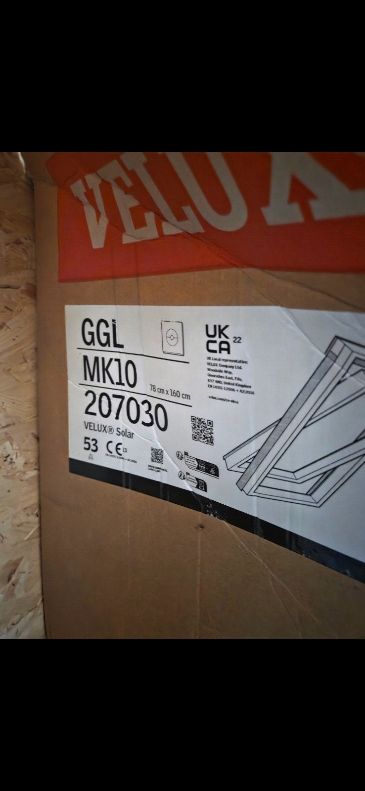 VELUX GGL MK10 Solar Dakraam - Nieuw in doos (glas kapot), Minder dan 80 cm, Nieuw, Dakraam, 160 cm of meer