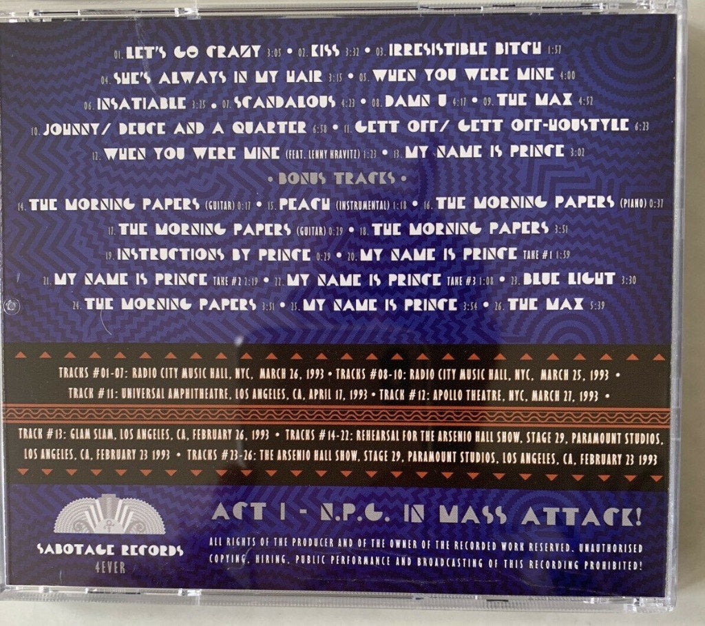 Prince NPG - Radio City Music Hall ACT I 1993 CD, Import, Live-album, Nieuw in verpakking, Verzenden