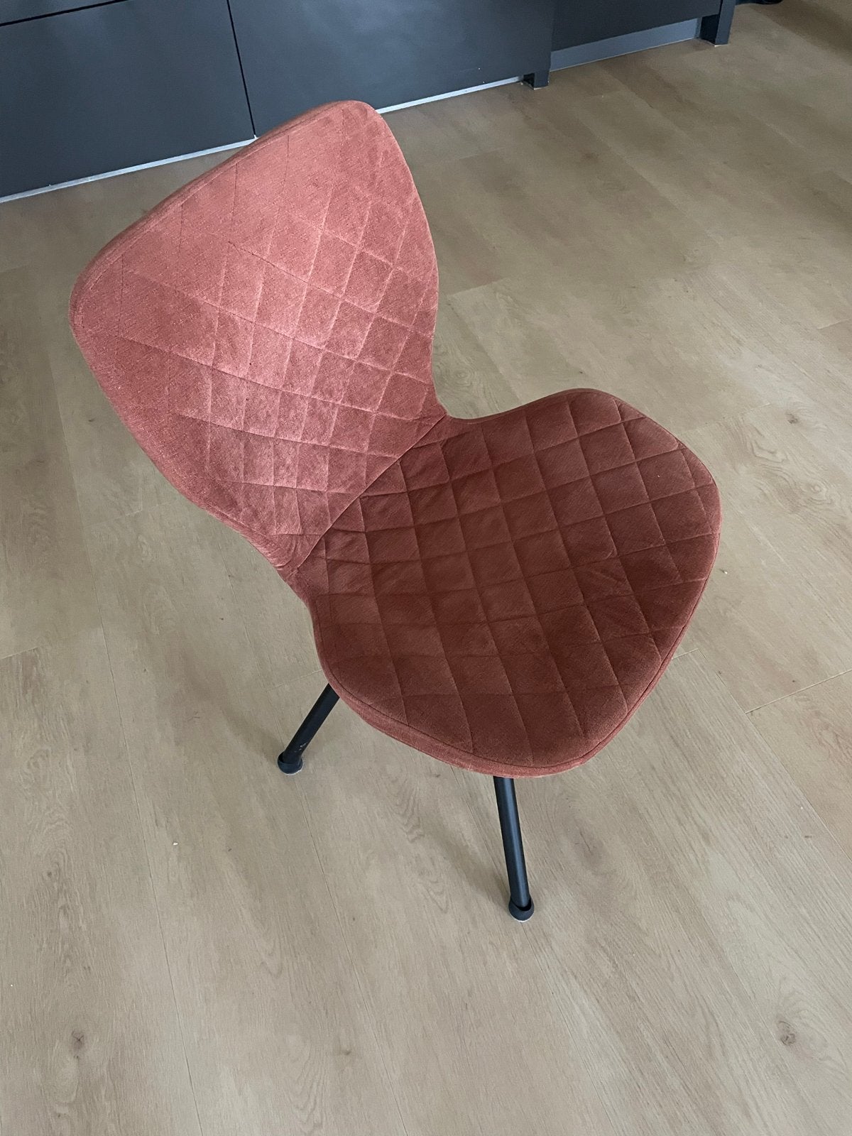 Set van 4 eetkamerstoelen - Roze/bruin met ruitpatroon, Ophalen, Gebruikt, Overige kleuren, Vier