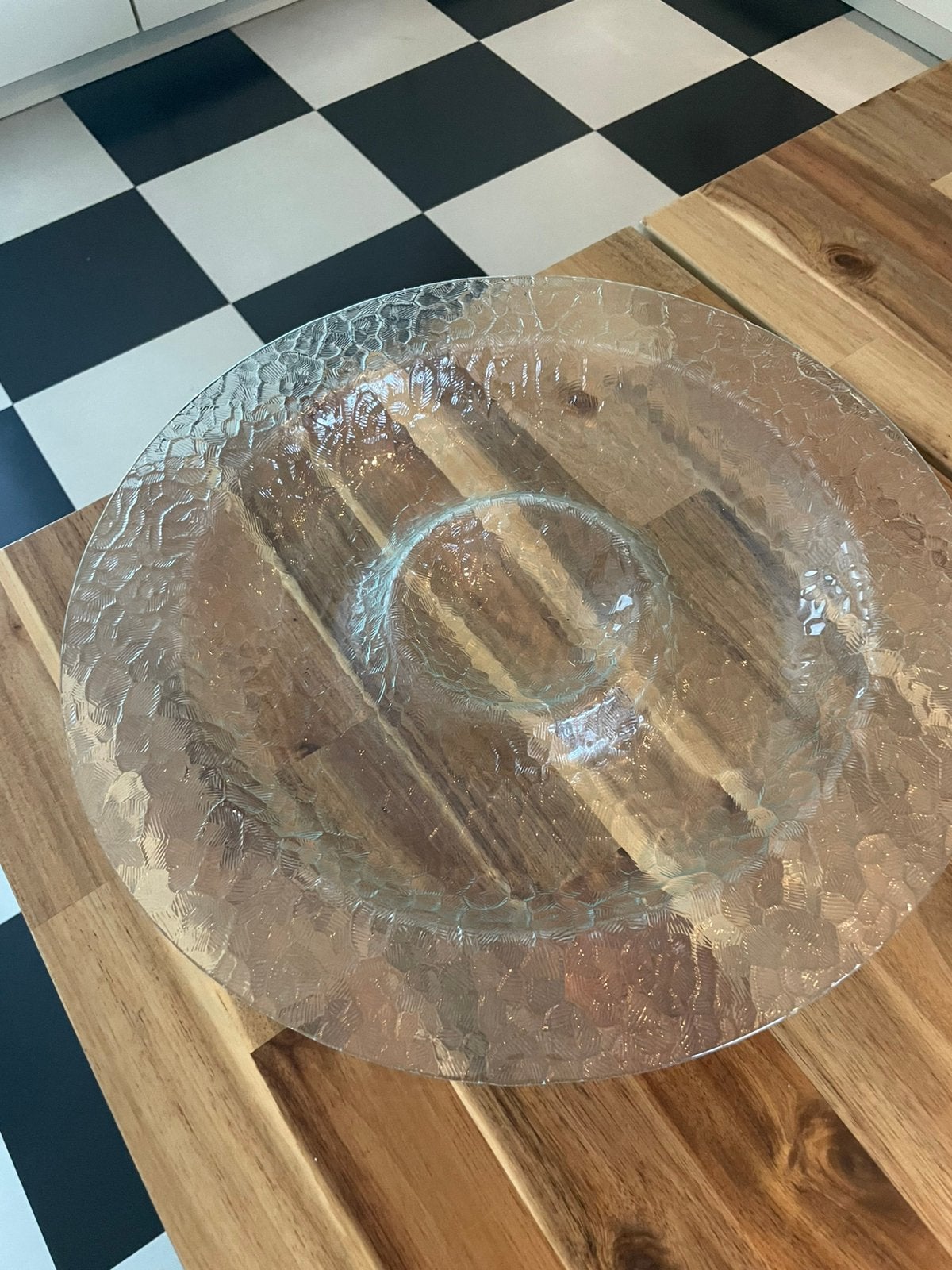 Grote glazen serveerschaal 42 cm schaal, Ophalen, Zo goed als nieuw, Rond, Glas