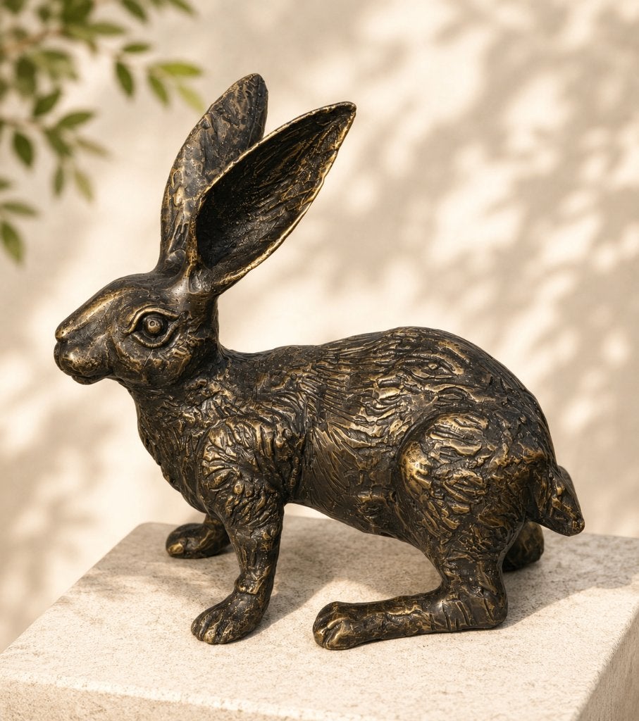 HAAS / bronzen tuinbeeld / brons, Nieuw, Info@huisentuindecoratiemarie.nl, Huis en tuin decoratie marie, Dierenbeeld