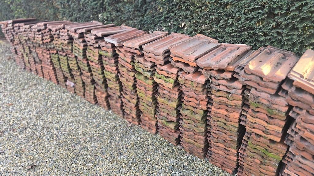 vlakke Mulden dakpannen, Doe-het-zelf en Verbouw, Dakpannen en Dakbedekking, Ophalen, Gebruikt, Steen of Klei, 15 m² of meer
