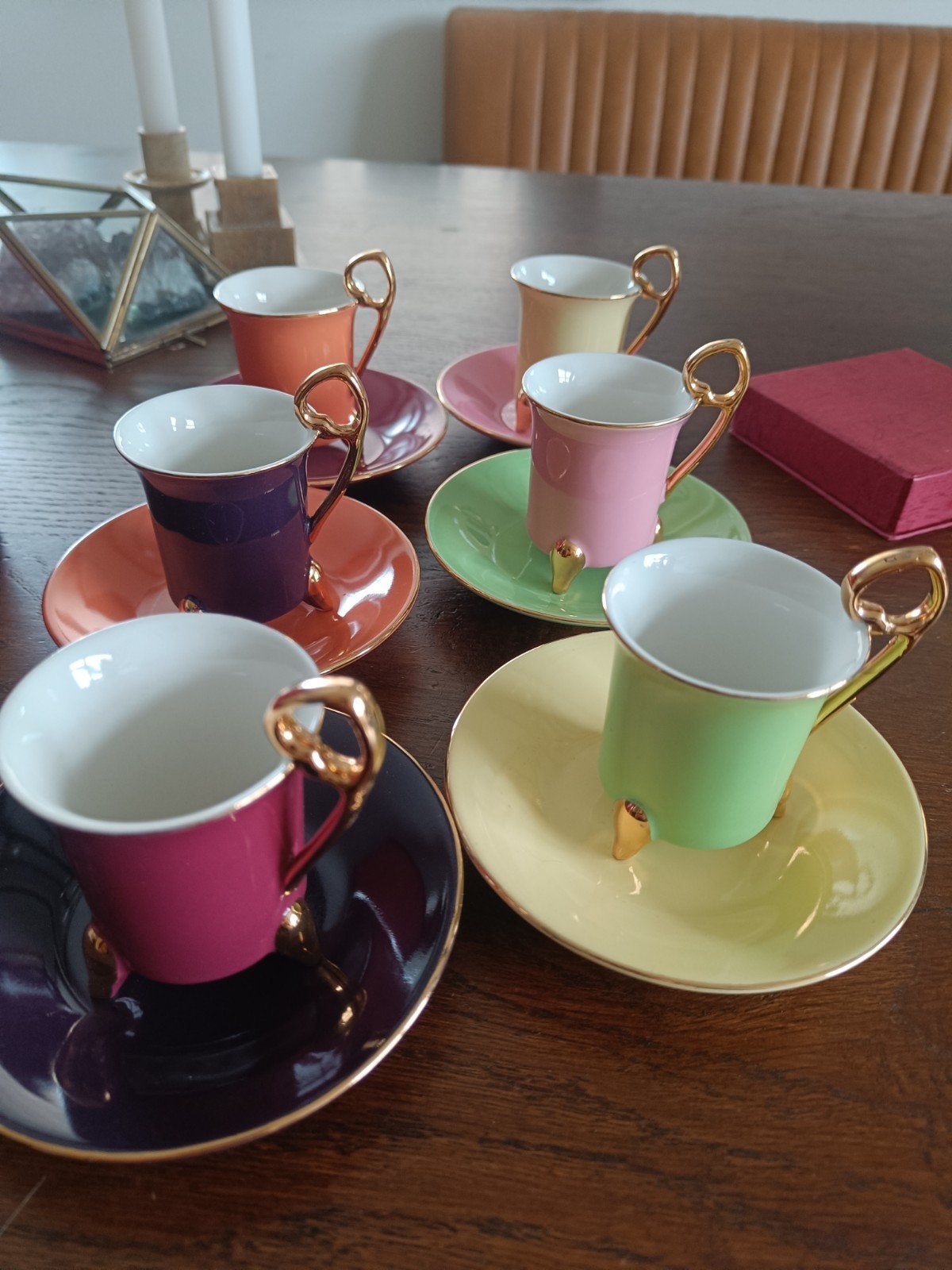 Vintage Geneviève Lethu espressokop en schotels incl doos, Ophalen of Verzenden