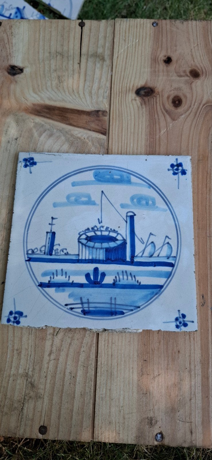 12 antieke tegel Makkum of Harlingen rond 1850, Ophalen of Verzenden