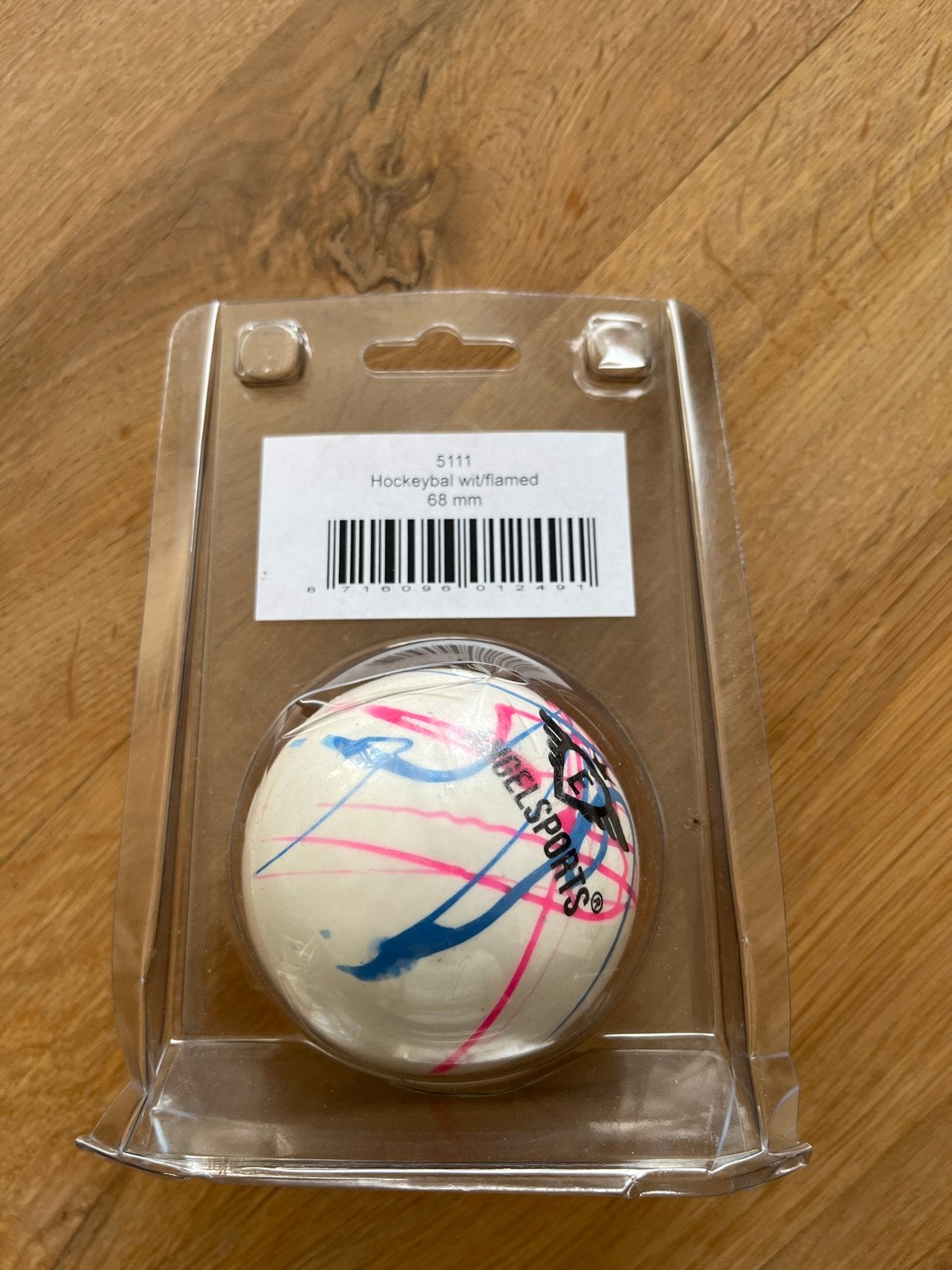 Engelhart/Angel Sports Hockeybal 68mm Wit Gevlamd, Ophalen, Nieuw, Bal