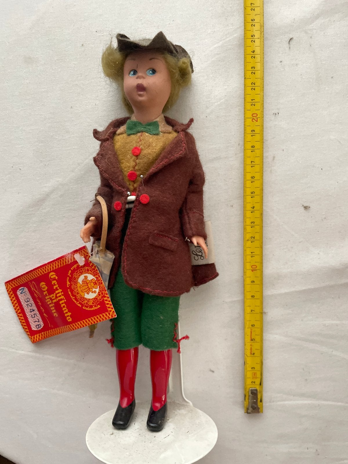 Vintage Lenci pop 24 cm met certificaat - Zeldzaam, Ophalen of Verzenden, Zo goed als nieuw, Overige typen
