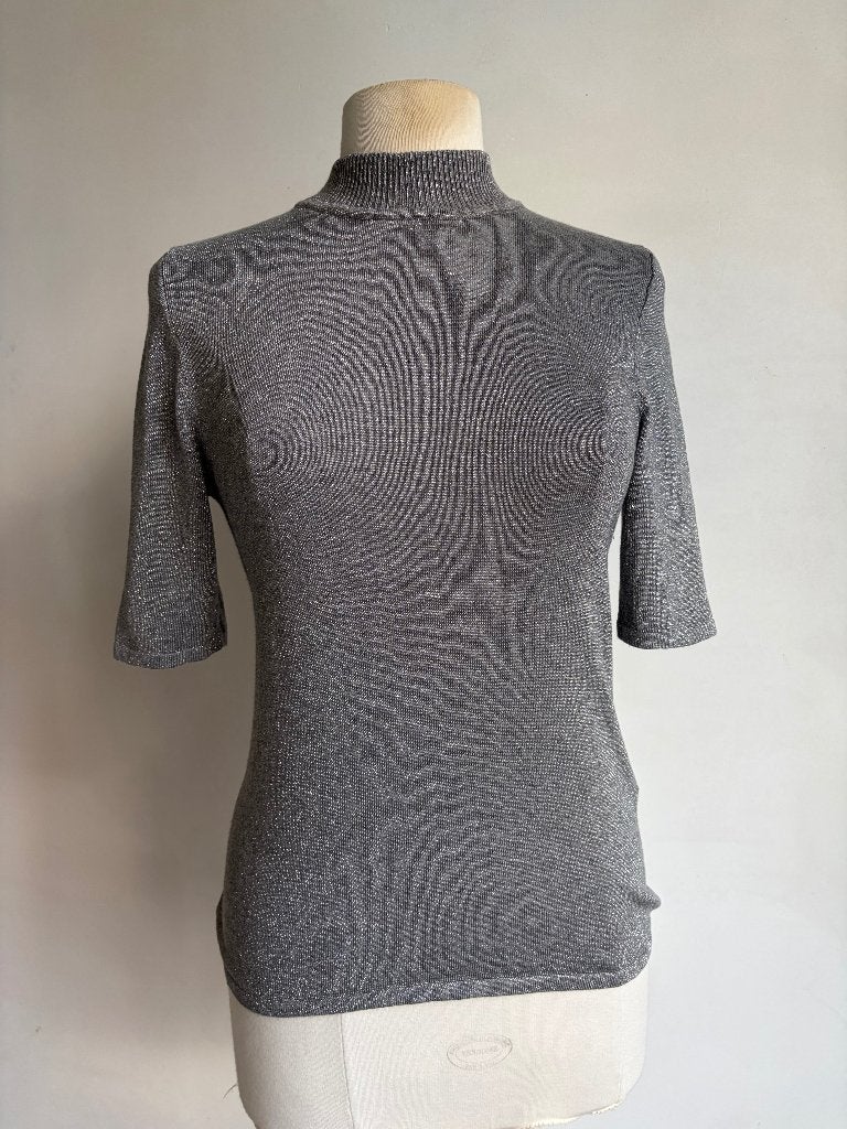selected femme top zwart grijs zilver maat s, Verzenden, Selected Femme, Zo goed als nieuw, Korte mouw
