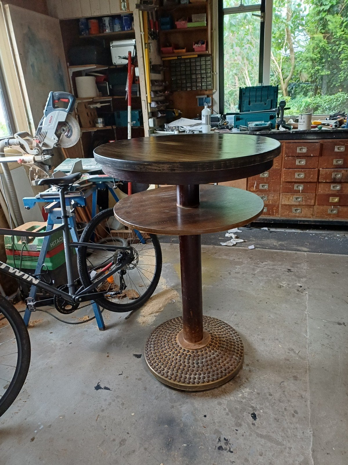 mancave statafel bruin café statafel tafel  mancave, Ophalen, Gebruikt, Overige typen