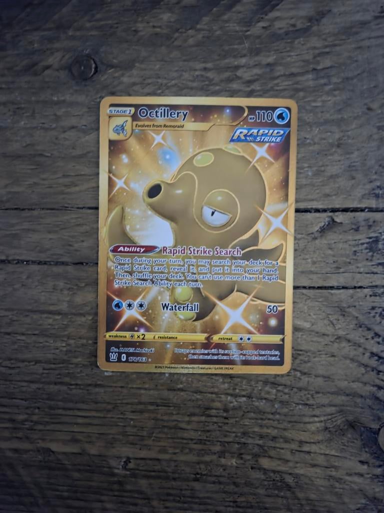 Octillery Gold Secret Rare Pokémon Kaart (Rapid Strike), Ophalen of Verzenden, Zo goed als nieuw, Losse kaart, Foil