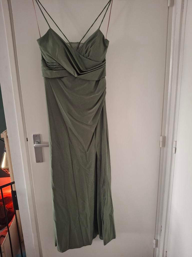 Gala jurk groen met een gouden glitter, Ophalen of Verzenden, Zo goed als nieuw, Groen, Galajurk