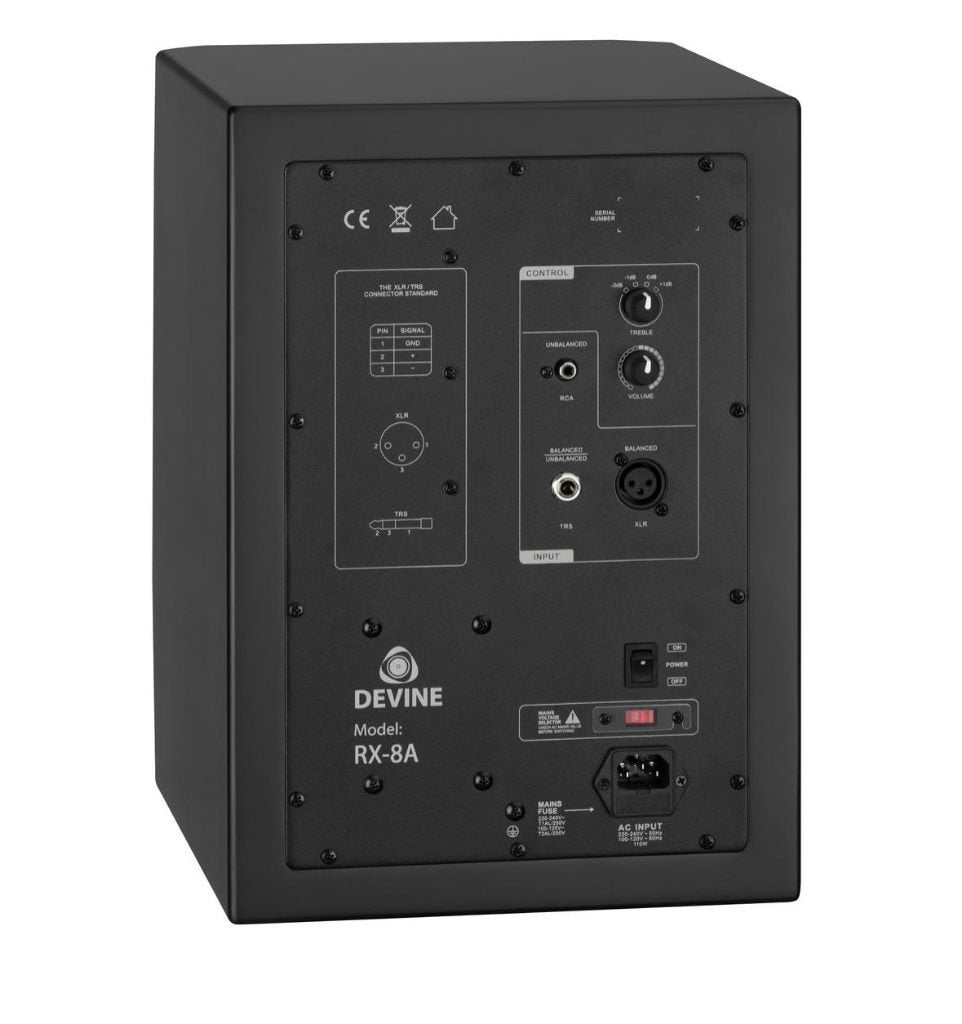 Devine RX-8A Black (2x), Studiomonitor, Gebruikt, Ophalen, 150 watt of meer