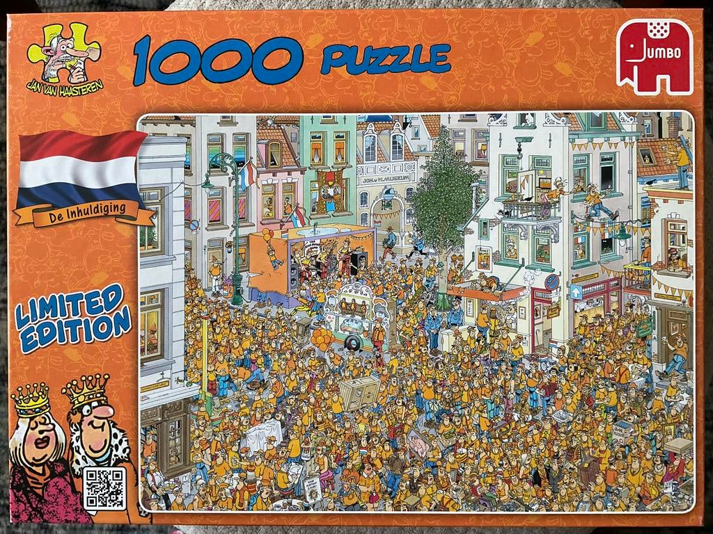 Jan van Haasteren De Inhuldiging 1000 stukjes Limited Editio, Ophalen of Verzenden, 500 t/m 1500 stukjes, Zo goed als nieuw, Legpuzzel