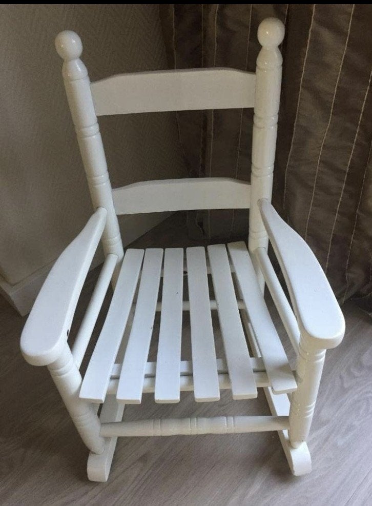 Witte houten schommelstoel, Ophalen, Gebruikt, Stoel(en)