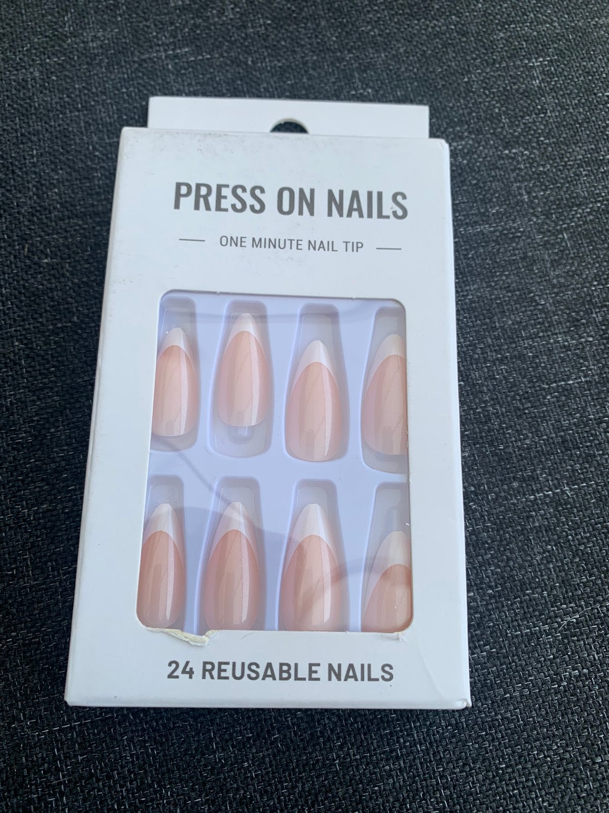 FCOGIN Medium Amandel, 24 stuks, roze, wit, acryl kunstnagel, Wit, Nieuw, Ophalen of Verzenden, Handen en Nagels
