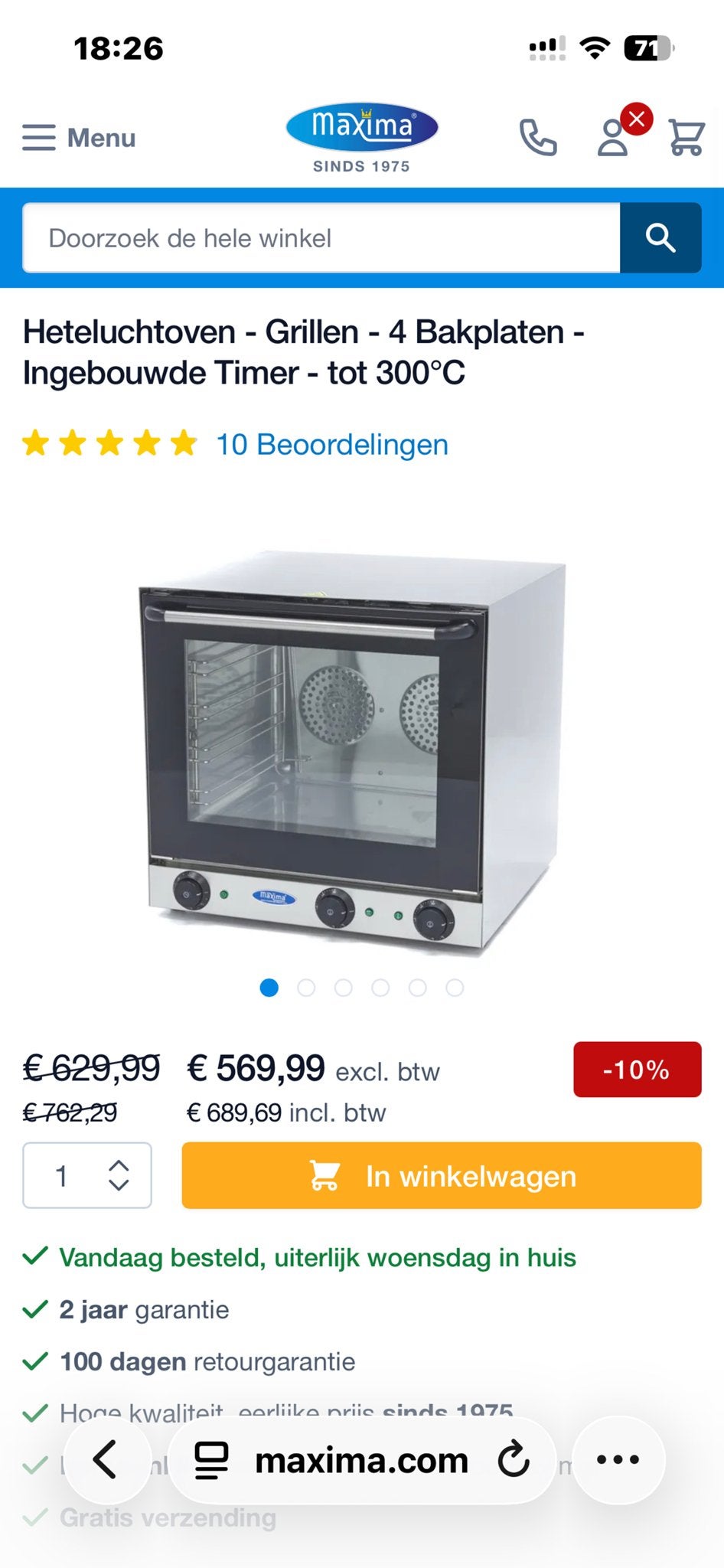 Maxima Heteluchtoven - - 4 Bakplaten - Timer, Ophalen, Overige merken, Hete lucht, 60 cm of meer