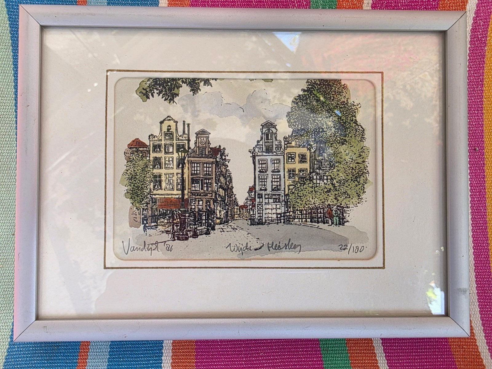 Ets Amsterdamse Grachten Wijde Heisteeg, Antiek en Kunst, Kunst | Litho's en Zeefdrukken, Ets, Gelimiteerde oplage, Genummerd