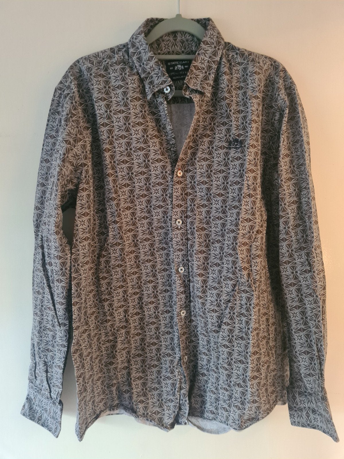 Als NIEUW!! - State of Art - Overhemd, Maat L., Kleding | Heren, Overhemden, State of Art, Bruin, Ophalen of Verzenden, Zo goed als nieuw
