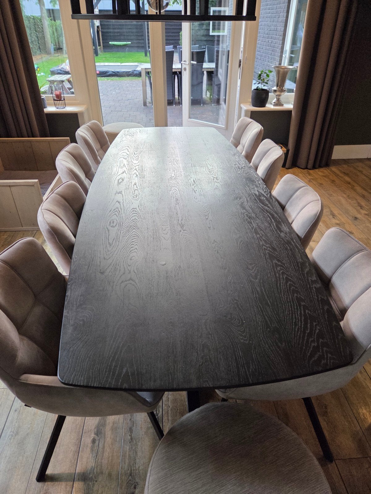 Eettafel  deens ovaal 260x100 cm, kleur Smoke 17, Ophalen, 100 tot 150 cm, 200 cm of meer, Zo goed als nieuw