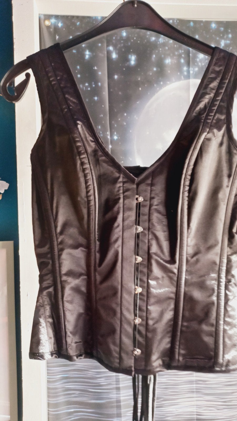 Zwart Stevig Corset met Haken en Koord - Maat 42, Ophalen of Verzenden, Zo goed als nieuw