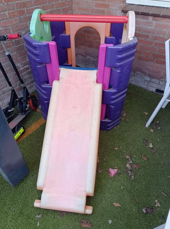 Feber speelhuis met trap, duikelstang en glijbaan, Gebruikt, Ophalen of Verzenden, Glijbaan