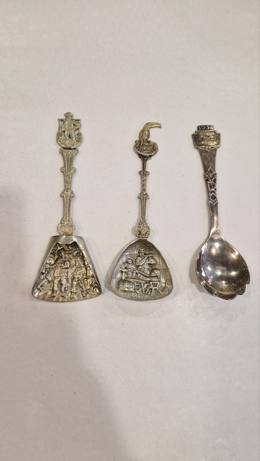 3 antieke verzilverde suikerscheppen, Ophalen of Verzenden