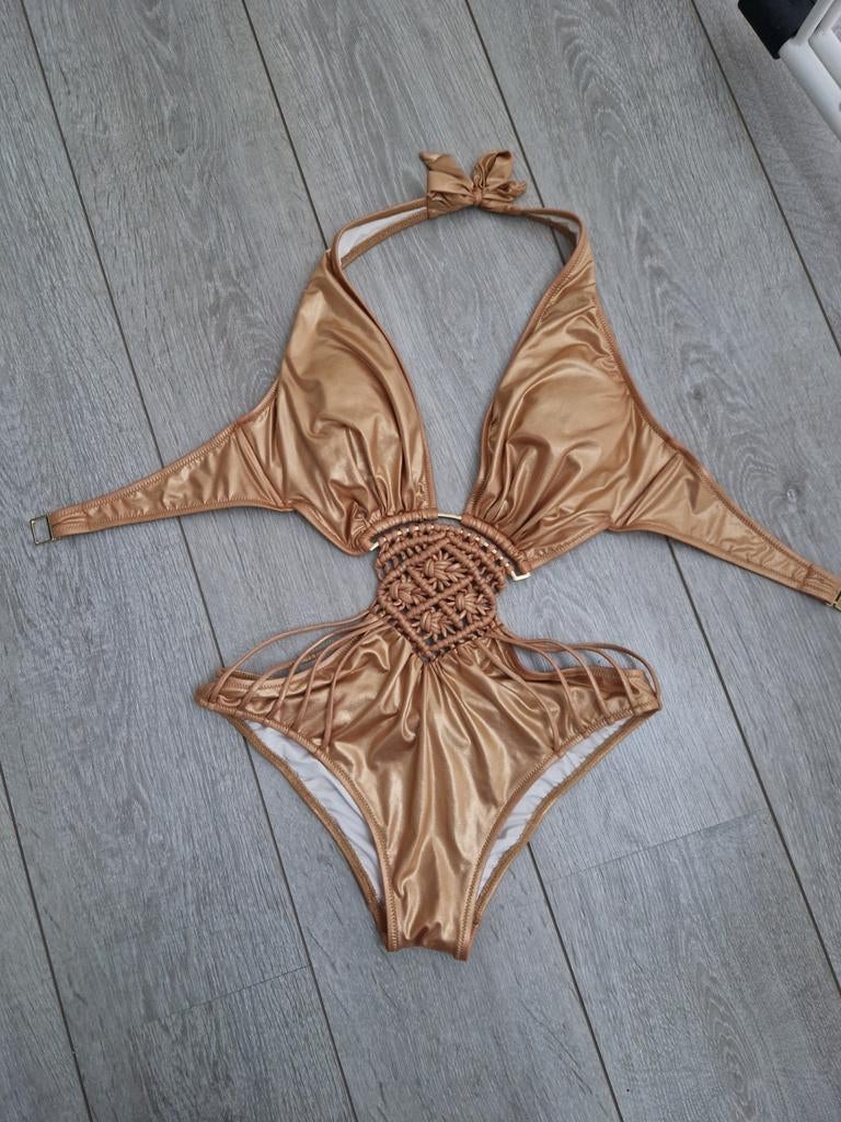 Gottex badpak goud/bronskleurig maat M, Kleding | Dames, Badmode en Zwemkleding, Overige kleuren, Gottex, Badpak, Ophalen of Verzenden