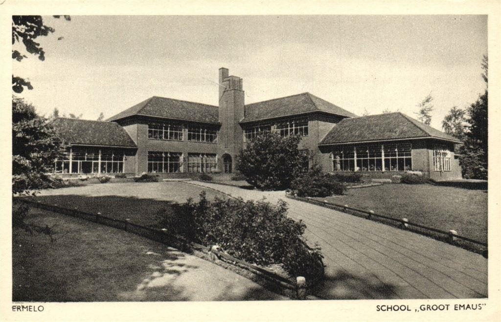 Ermelo - School Groot Emaus - ongelopen, Ophalen of Verzenden, 1940 tot 1960, Ongelopen, Gelderland