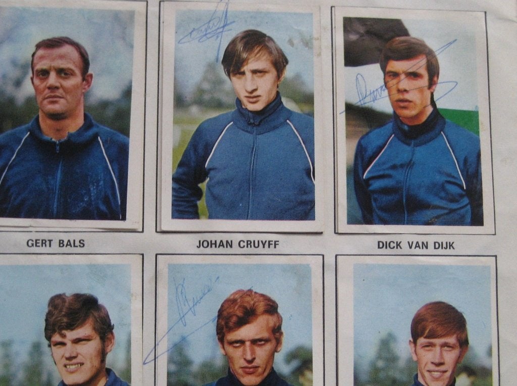 ajax johan cruijff plaatje  handtekening, Verzamelen, Ophalen of Verzenden, Gebruikt, Ajax, Poster, Plaatje of Sticker