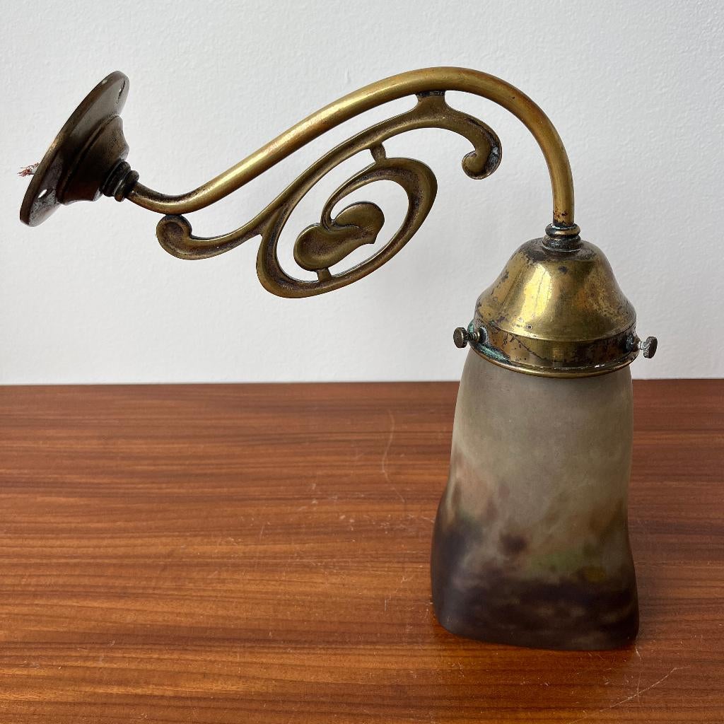 Art nouveau art deco Muller Freres Luneville messing lamp, Antiek en Kunst, Antiek | Lampen, Ophalen of Verzenden