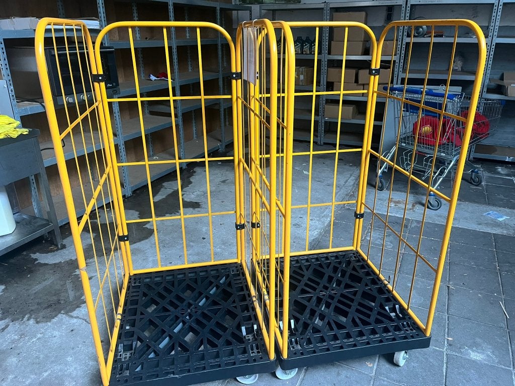 2x Rolcontainer / Transportkar - Geel, 100 liter of meer, Ophalen, Gebruikt, Transportkar