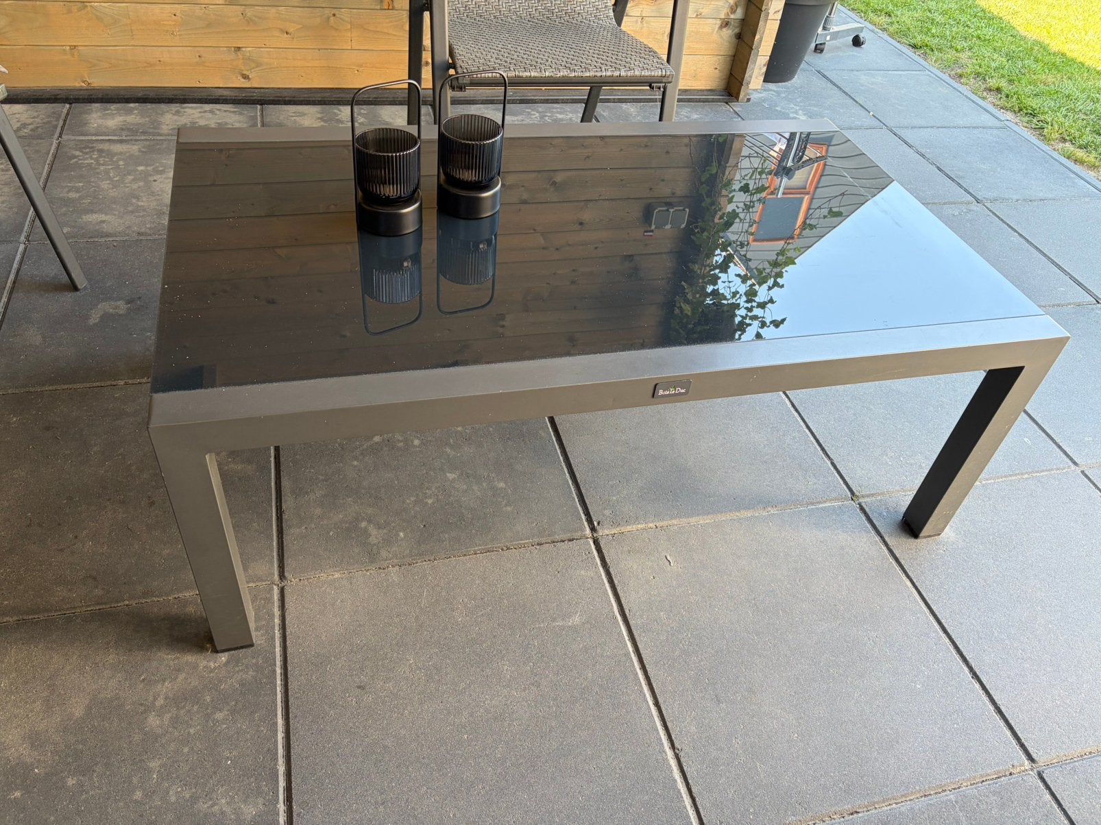 Aluminium tuintafel / matt glas blad, Ophalen, Zo goed als nieuw, Rechthoekig, Aluminium