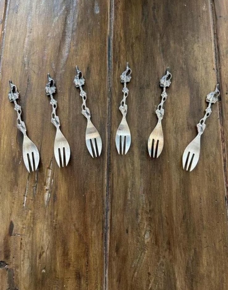 Set van.6 vintage gebaksvorkjes Almey, Ophalen of Verzenden