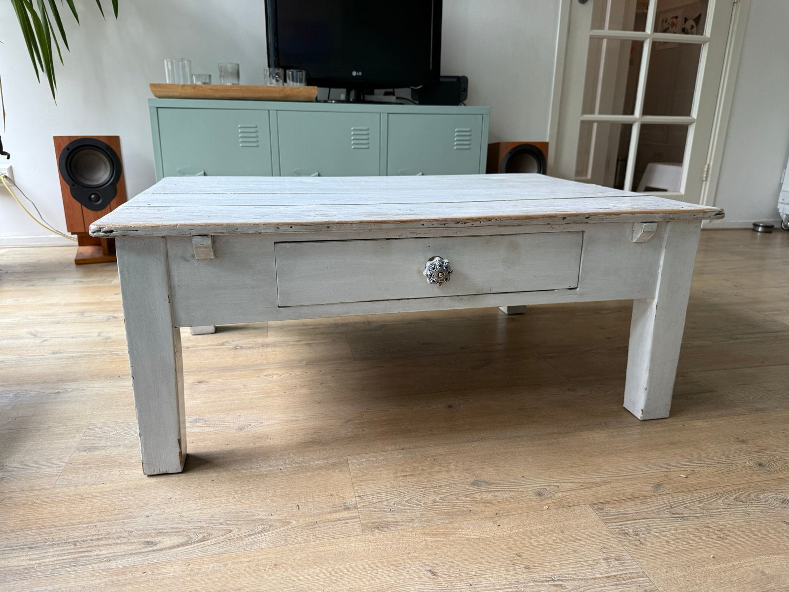 Vintage Salontafel met lade, Ophalen, Gebruikt, 50 tot 100 cm, 50 tot 100 cm