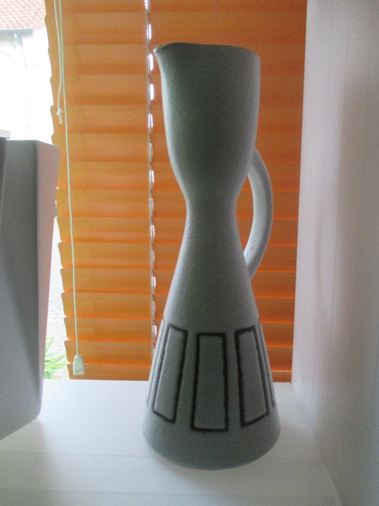 West Germany vaas kan jaren 70 design wit keramiek retro, Ophalen of Verzenden