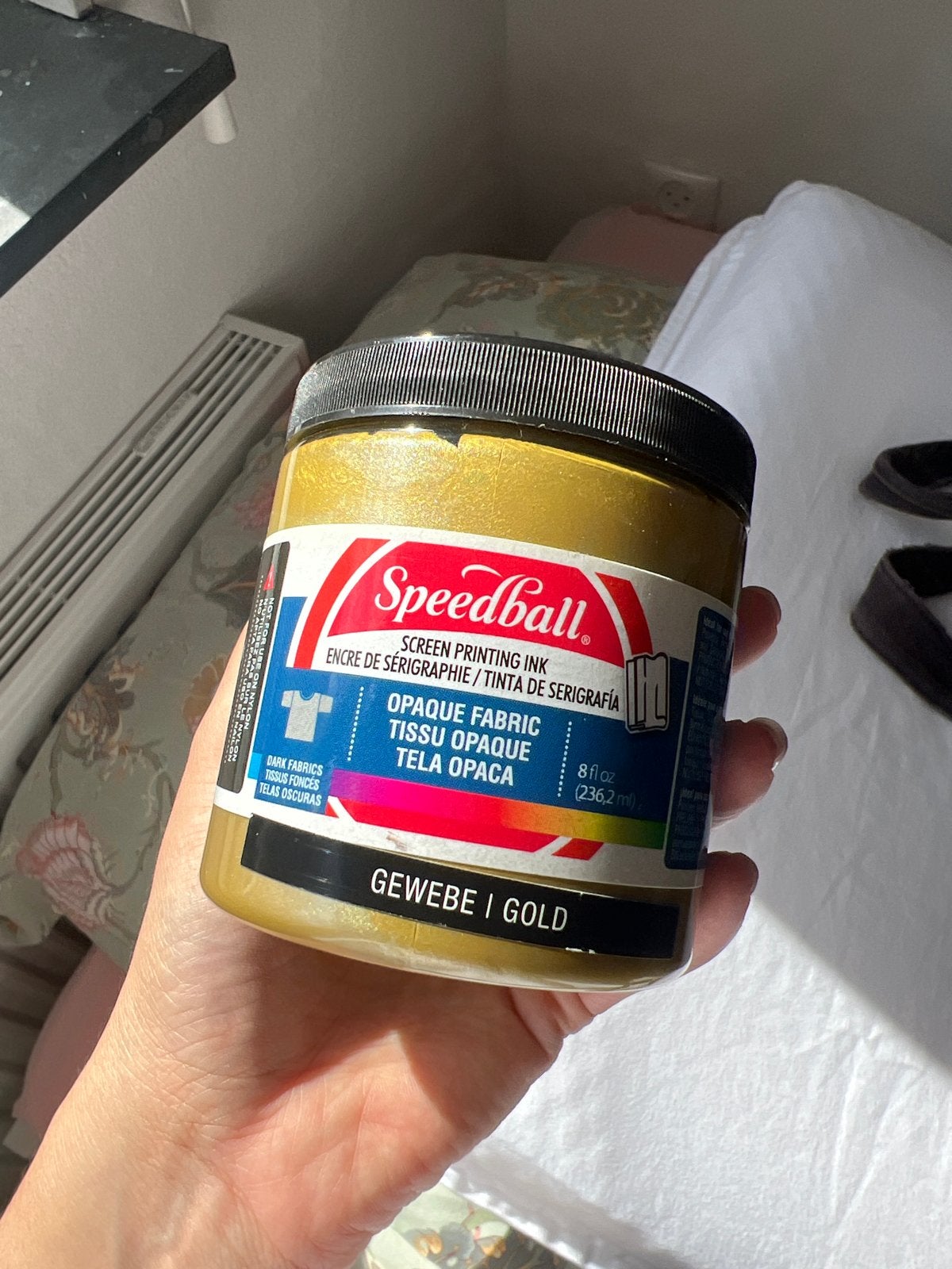 Speedball Zeefdrukinkt Goud - Opaque Stofinkt 236ml, Goud, Overige thema's, Textiel, Nieuw