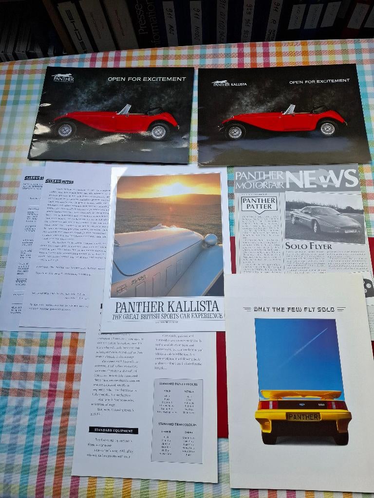 setje van vijf verschillende Panther folders, Verzenden, Zo goed als nieuw, Overige merken, Panther Sportscar Company