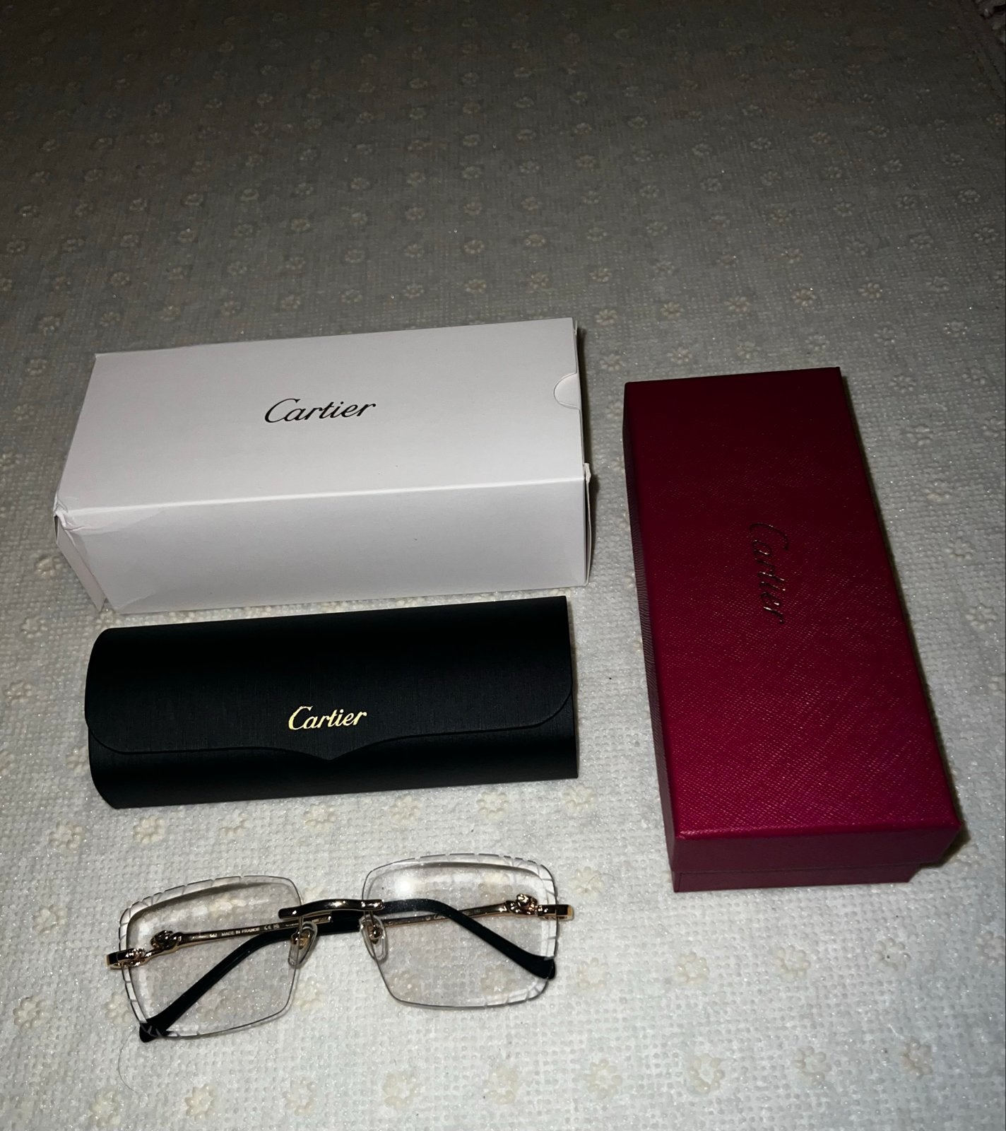 Cartier brilmontuur met doos en etui, Overige merken, Zwart, Ophalen of Verzenden, Zo goed als nieuw