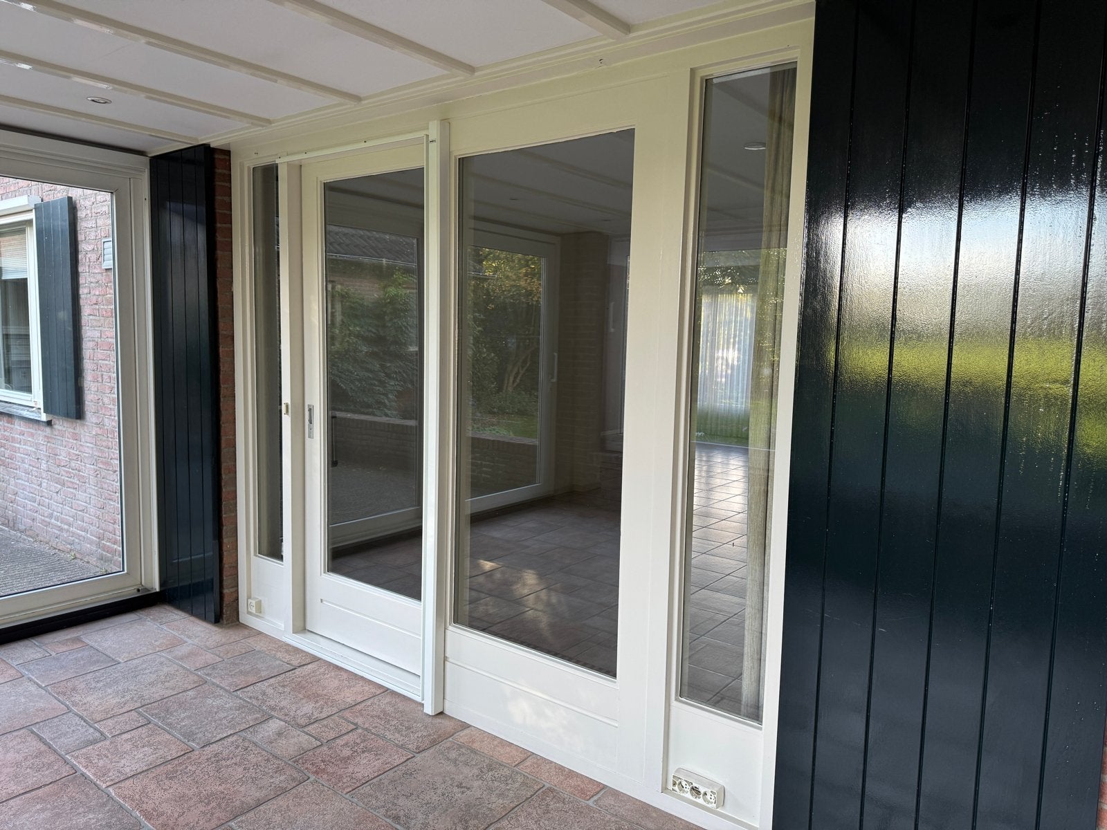 Houten Schuifpui met Zijramen - 228x275 cm, Ophalen, Gebruikt, Inclusief glas, Hout