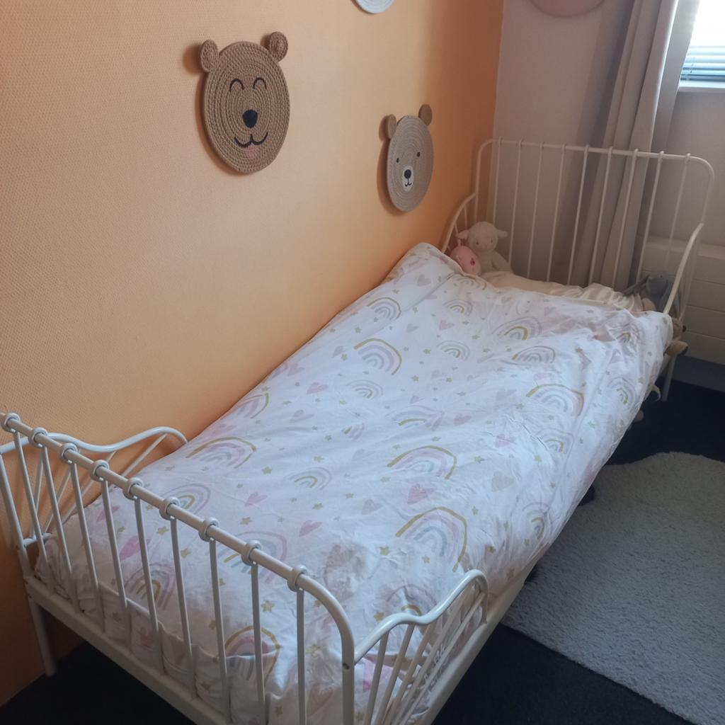 Ikea Minnen meegroeibed wit, Huis en Inrichting, Ophalen, 90 cm, Eenpersoons, Wit