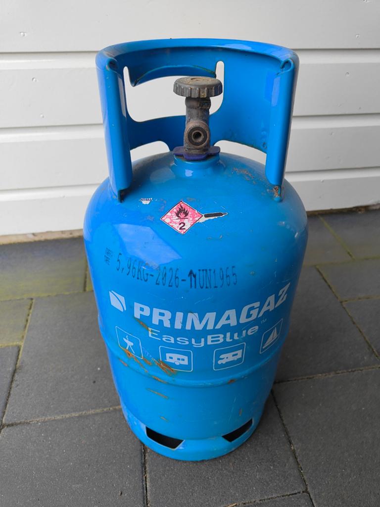 Lege Primagaz EasyBlue gasfles 5 kg, Caravans en Kamperen, Kampeeraccessoires, Ophalen, Gebruikt