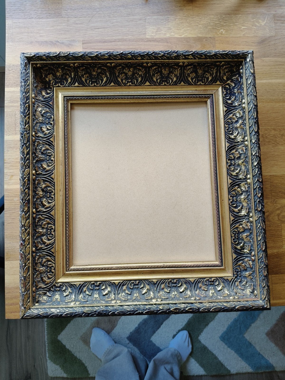Antieke Gouden Fotolijst 46x42cm barokstijl, Gebruikt, Schilderijlijst, Met ophangsysteem, Ophalen of Verzenden