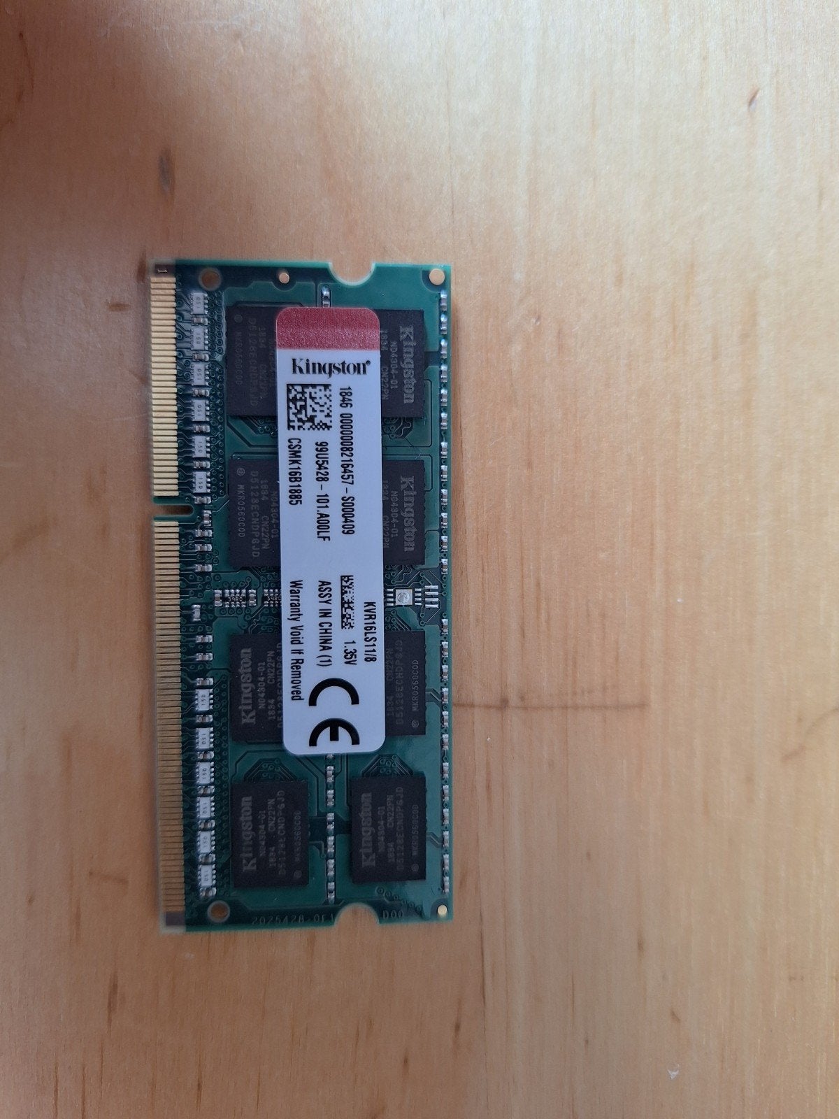 Kingston KVR16LS11/8 8GB DDR3L 1600MHz SODIMM RAM, Computers en Software, RAM geheugen, Gebruikt, 8 GB, DDR3, Ophalen of Verzenden