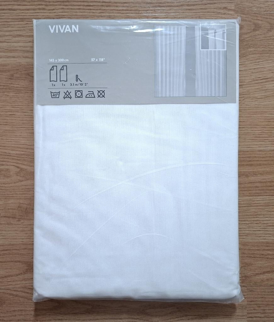 1 pak Vivan gordijnen wit van IKEA, 100 tot 150 cm, 200 cm of meer, Wit, Nieuw