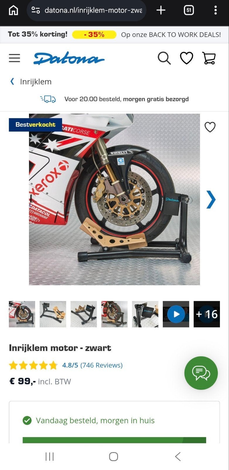 Datona Inrijklem Motor - Zwart (Nieuw in doos), Motoren, Accessoires | Overige, Ophalen, Nieuw