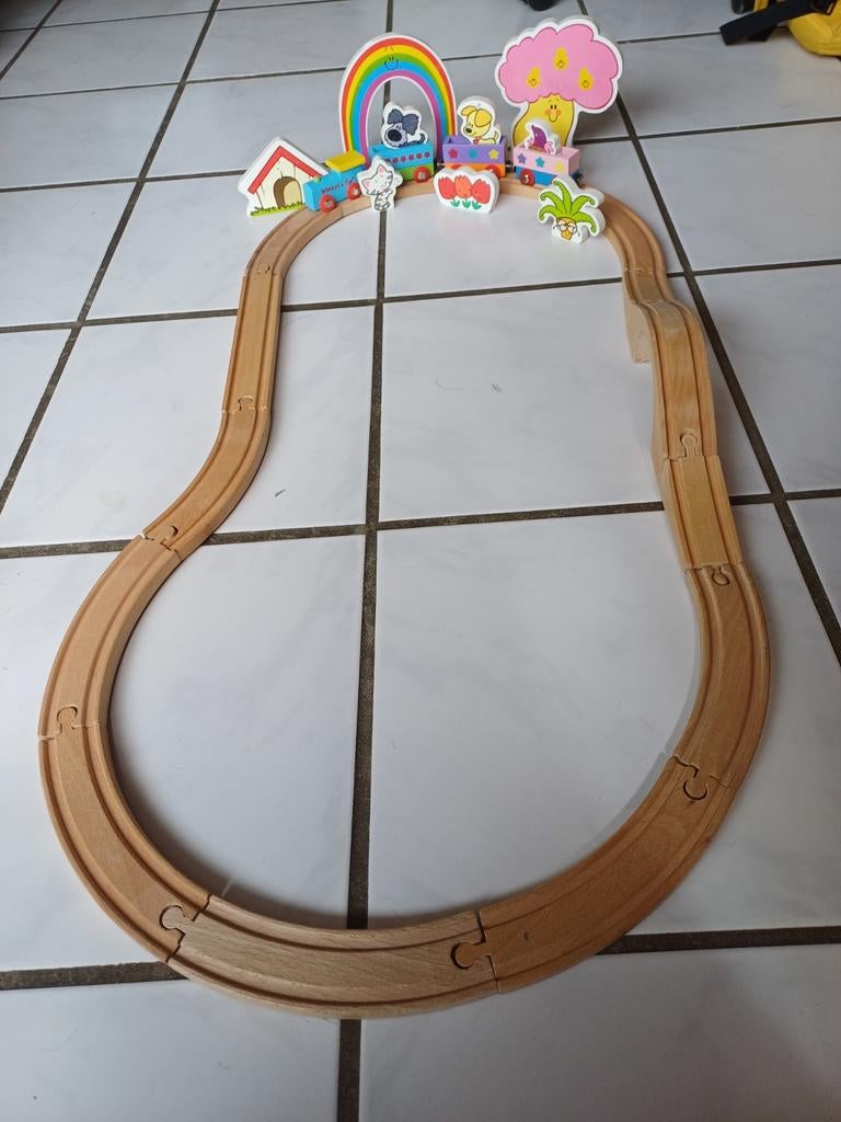 Houten Treinbaan Woezel en Pip., Kinderen en Baby's, Speelgoed | Houten speelgoed, Ophalen, Gebruikt
