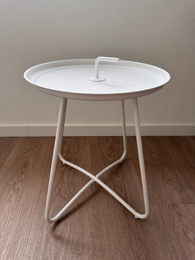 Witte design bijzettafel / designer look – 46 cm, Huis en Inrichting, Tafels | Bijzettafels, Minder dan 55 cm, Rond, Zo goed als nieuw