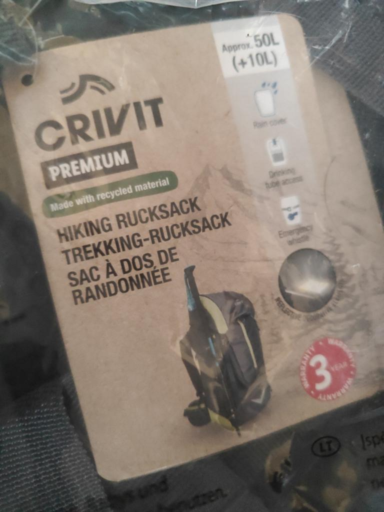 Crivit Premium Hiking Rugzak 50+10L - Nieuw, Overige merken, 25 tot 40 cm, Nieuw, Ophalen of Verzenden