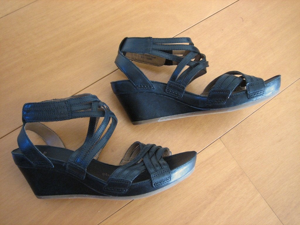 Elegante zwart leren sandaal CLARKS PLUS 38-39 snazzeys, Clarks Plus, Verzenden, Zwart, Nieuw
